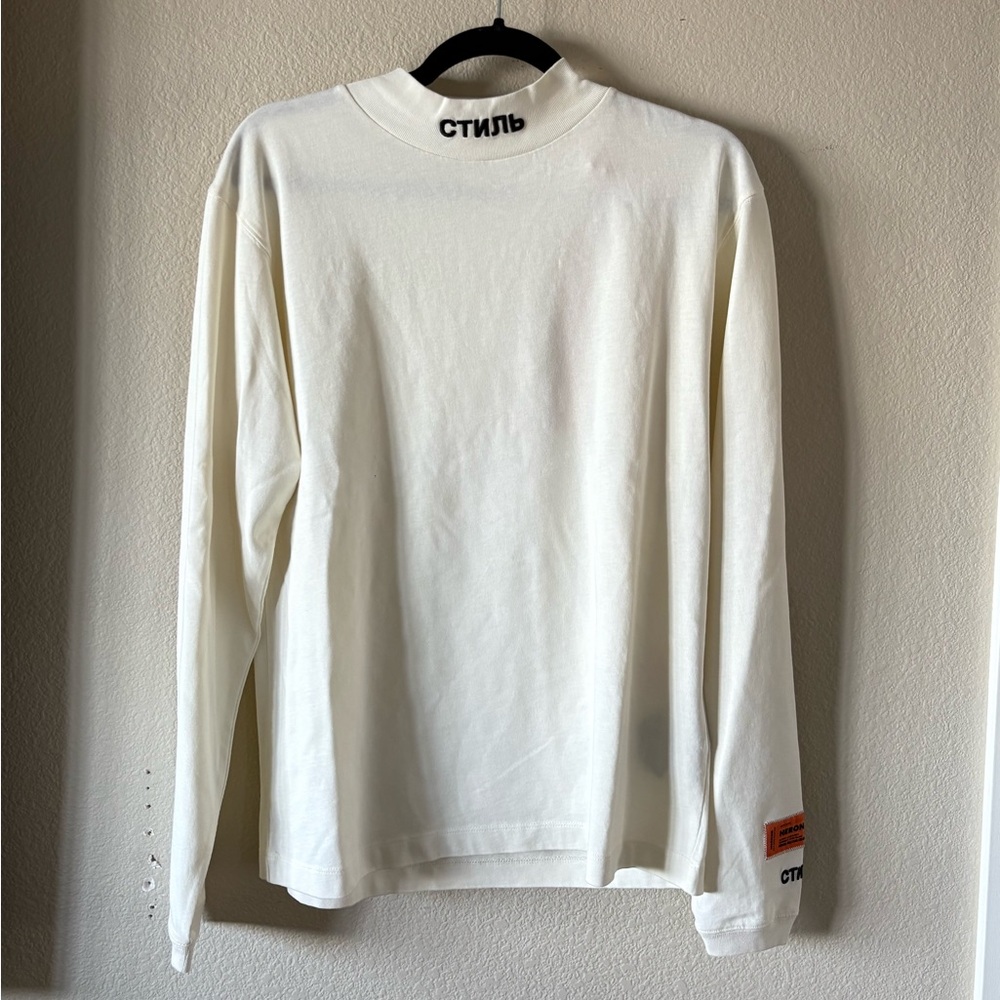 Heron Preston White Long Sleeve Tee with Black Accents